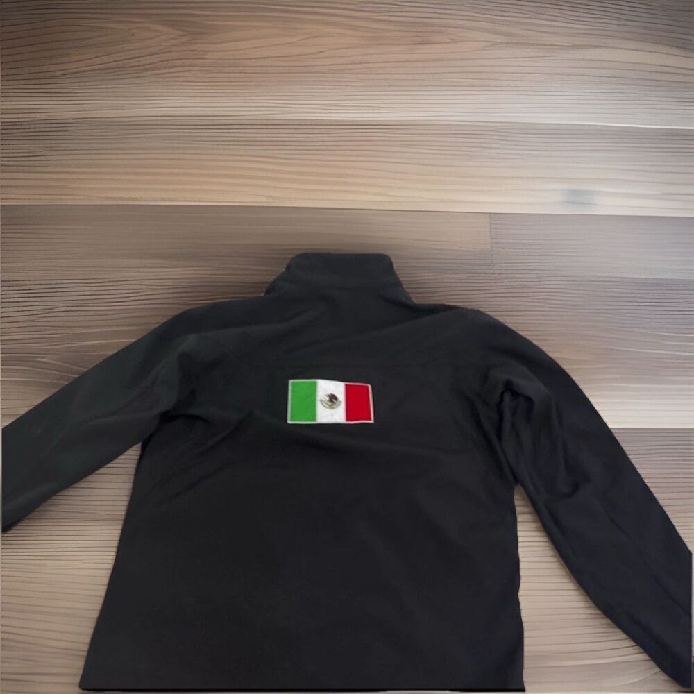 Ariat Jacket With Mexico Flag Size Small Black Zip Up Western Rodeo Cowboy MX